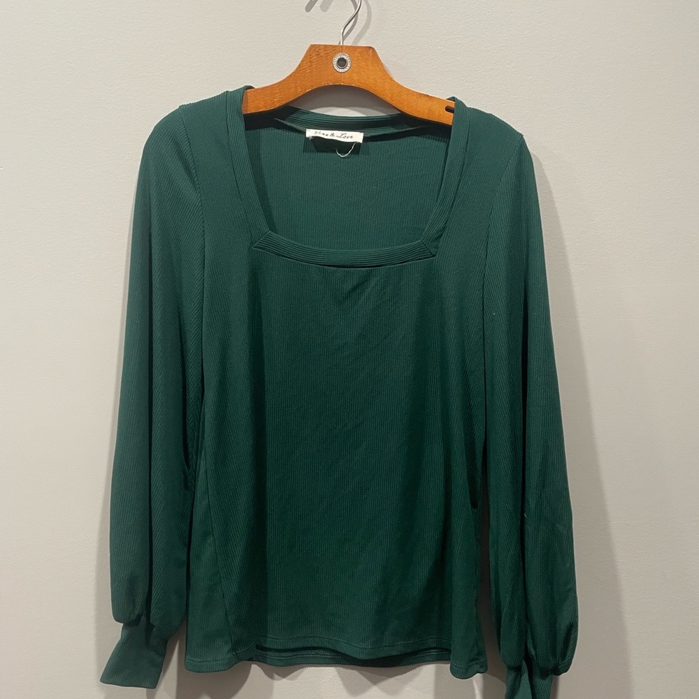 Vine & Love Deep Green Long Sleeve Top